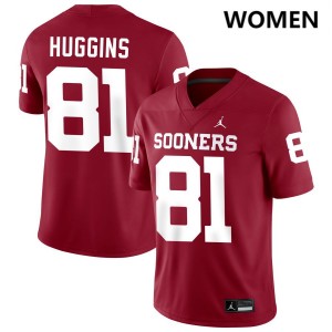 #81 Will Huggins OU Sooners Crimson Women Jersey Alumni College Football