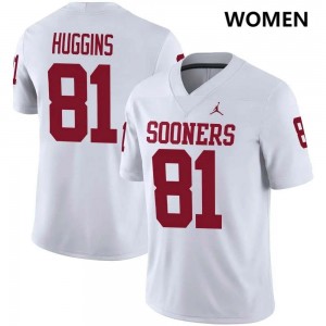 #81 Will Huggins Oklahoma Sooners White Womens Jerseys Official College Football