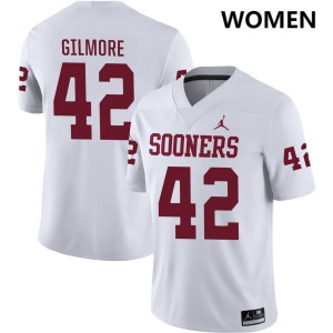 #42 Wyatt Gilmore Oklahoma Sooners White Women Jersey Replica College Football