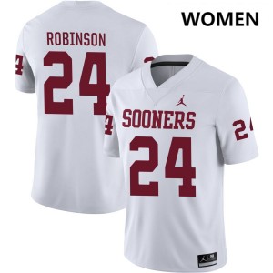 #24 Xavier Robinson Oklahoma White Womens Jersey NCAA College Football