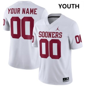 #00 Custom OU White Youth Jersey 2025-26 College Football