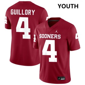 #4 Courtland Guillory Oklahoma Sooners Crimson Youth Jerseys Replica College Football