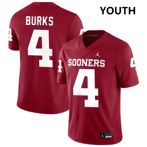 #4 Deion Burks Boomer Sooner Crimson Youth Jersey Official College Football