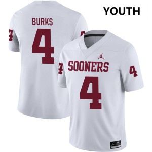 #4 Deion Burks OU White Youth Jerseys Limited College Football