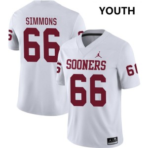 #66 Derek Simmons Sooners White Youth Jerseys Embroidery College Football