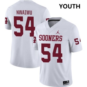 #54 Febechi Nwaiwu OU Sooners White Youth Jersey NCAA College Football