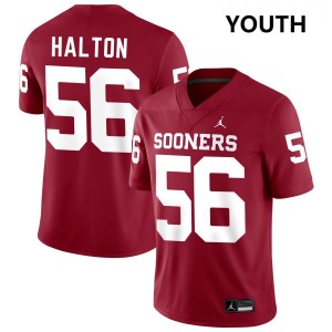 #56 Gracen Halton Boomer Sooner Crimson Youth Jerseys Player College Football