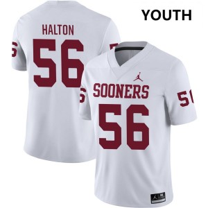 #56 Gracen Halton OU Sooners White Youth Jerseys Game College Football