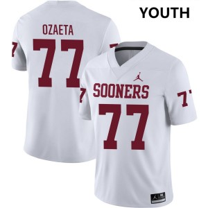 #77 Heath Ozaeta Boomer Sooner White Youth Jerseys University College Football