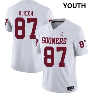 #87 Jacob Ulrich Oklahoma Sooners White Youth Jerseys Stitched College Football