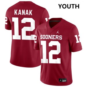 #12 Jaren Kanak Oklahoma Sooners Crimson Youth Jersey 2025-26 College Football
