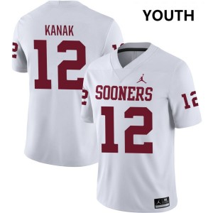 #12 Jaren Kanak Oklahoma White Youth Jersey University College Football