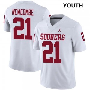 #21 Jeremiah Newcombe Boomer Sooner White Youth Jersey Limited College Football