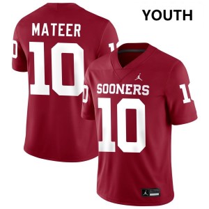 #10 John Mateer Boomer Sooner Crimson Youth Jersey Player College Football