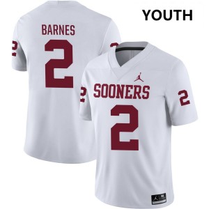 #2 Jovantae Barnes Sooners White Youth Jersey University College Football