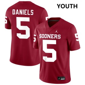 #5 Kendal Daniels Boomer Sooner Crimson Youth Jerseys Replica College Football
