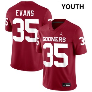 #35 Liam Evans Oklahoma Sooners Crimson Youth Jerseys Player College Football