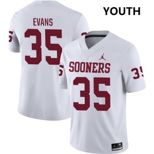 #35 Liam Evans OU White Youth Jerseys Player College Football