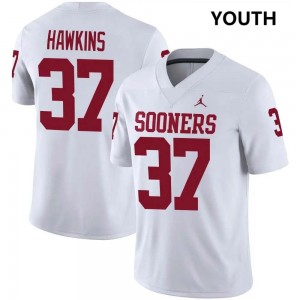 #37 Maliek Hawkins Oklahoma White Youth Jerseys Embroidery College Football