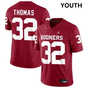 #32 R Mason Thomas Sooners Crimson Youth Jersey Replica College Football
