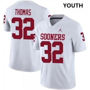 #32 R Mason Thomas Boomer Sooner White Youth Jersey NCAA College Football