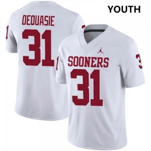 #31 Reed DeQuasie OU Sooners White Youth Jersey Official College Football
