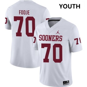 #70 Ryan Fodje Oklahoma Sooners White Youth Jersey Stitched College Football