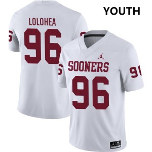 #96 Siolaa Lolohea Oklahoma White Youth Jerseys Alumni College Football