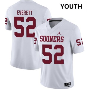 #52 Troy Everett Sooners White Youth Jersey 2025 College Football