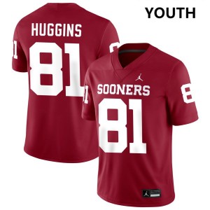 #81 Will Huggins Oklahoma Sooners Crimson Youth Jersey 2025 College Football