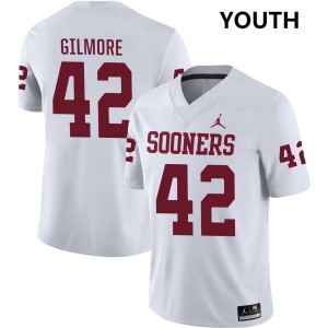 #42 Wyatt Gilmore Boomer Sooner White Youth Jerseys 2025-26 College Football